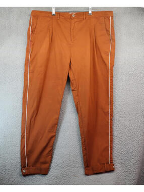 Tombolo Mens Large Rust Orange Traveler Chino Pants Linen